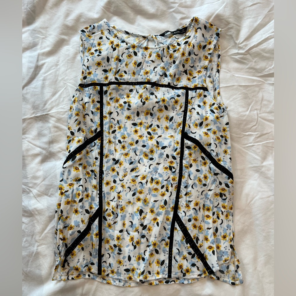 Zara Basics Floral Sleeveless Top